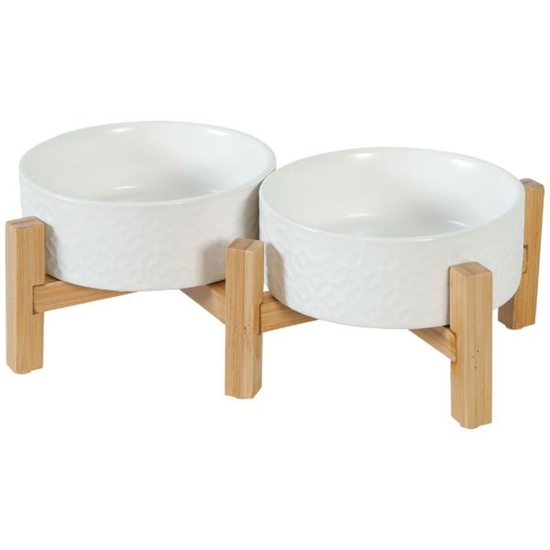 Picture of Keramo Stoneware Pet Bowl – Elegant Ceramic Bowl with Bamboo